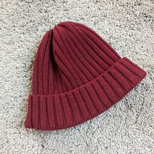 Muji red knit beanie